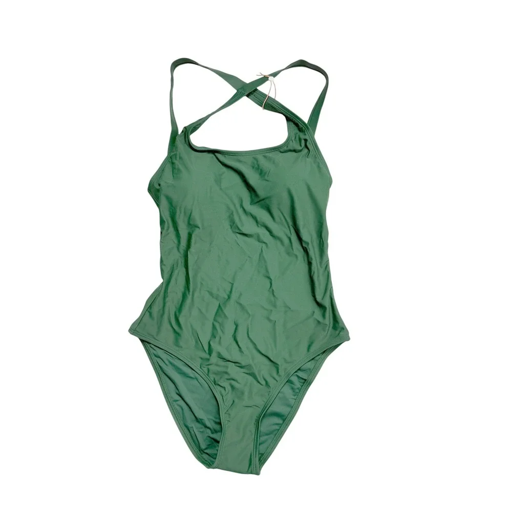 Quince Forest Green Italian Matte Recycled One-Piece Swimsuit ATG001 Mens M - Picture 3 of 6
